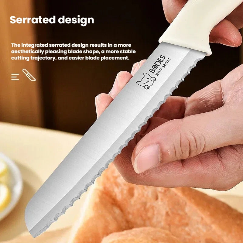 Kitchen bread knife with serrated edge, sandwich and toast slicing knife, stainless steel baking tool for cooking accessories