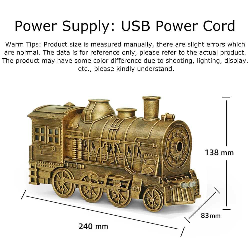 1PC USB Powered Small Train styling Aroma Diffuser also Mini Air Humidifier with Ambient Lights and 2-level Timing for Home