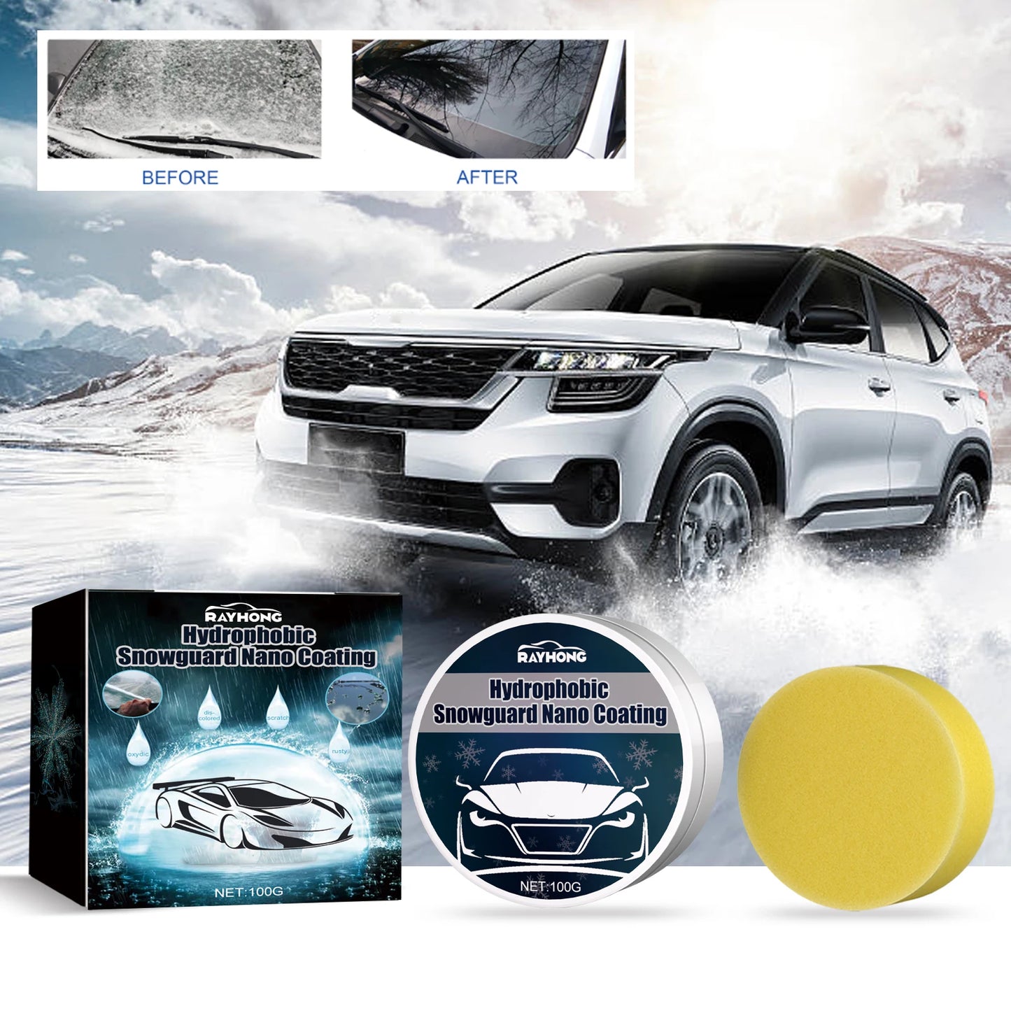 Car Snow Removal Cleaning Cream For Car Windows Snow Removal Anti-Icing Anti-Freezing Car Window Defrosting Cream