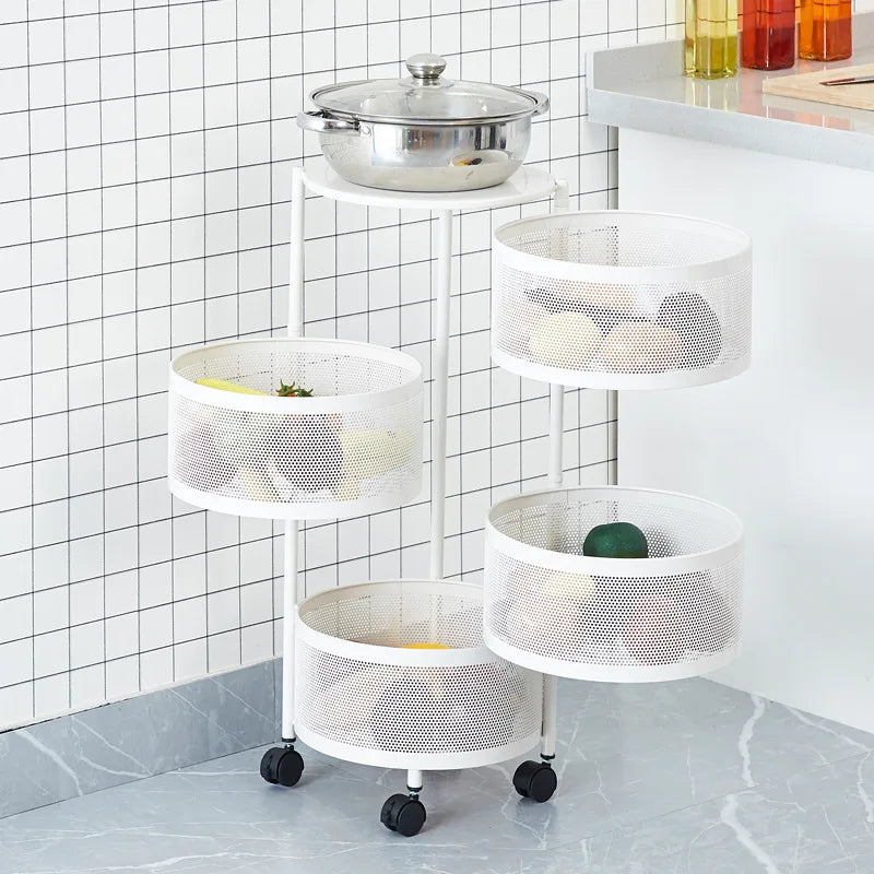 Kitchen Rotating Storage Rack Floor To Ceiling Multi-layer Fruit Storage Rack Living Room Snack Basket Storage Rack
