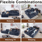 Modern Cloud Sectional Sofa with L-Shape Chaise | Deep Seat Design, Built-in Cup Holder & Storage Pocket, No Assembly Required