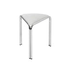 MOMO Bauhaus Antique Vanity Stool - Stainless Steel Triangular Frame Fabric Upholstered Stackable Designer Dining Stool