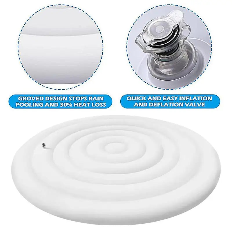 Spa Hot Tub Cover Weatherproof Hot Tub Cover Inflatable Lid in Round Outdoor Rain-Proof Lid Folding Cover with Heat Insulation