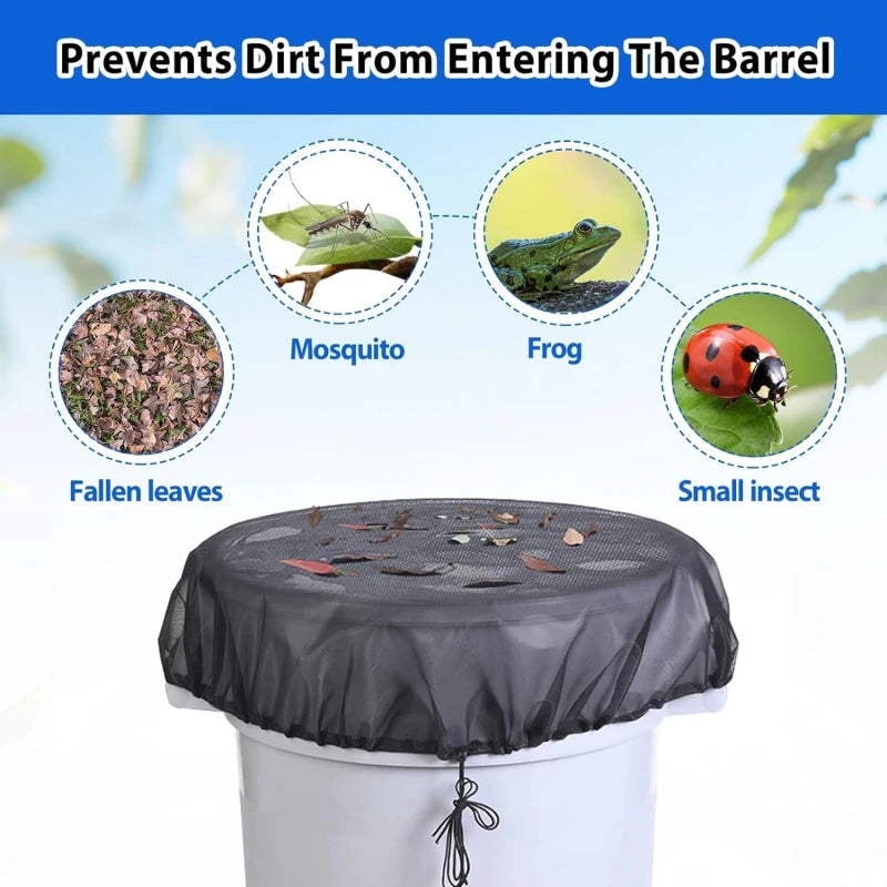Rain Barrel Cover PE Mesh Anti-Mosquito Netting Outdoor Water Tank Protection Durable Rainwater Harvesting Collection Bucket
