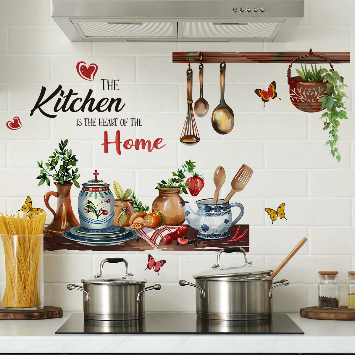Hand drawn Kitchen Wall Stickers - Removable and Reusable Vinyl Stickers for Walls, Cabinets, Refrigerators | Contemporary Bakin
