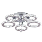 Modern Crystal Chandelier with App Dimmable Ceiling Light Fixture Rings Shape Flush Mount Chandelier for Bedroom Living Room