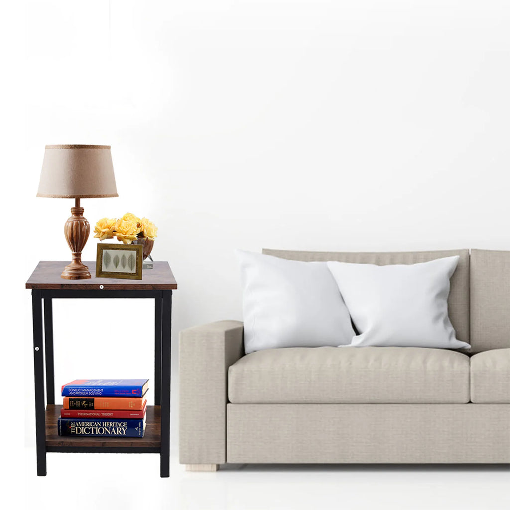Household Supplies Simple Double Layer Storage Cabinet Side Industrial Coffee End Table for Living Room Bedroom Living Room Desk