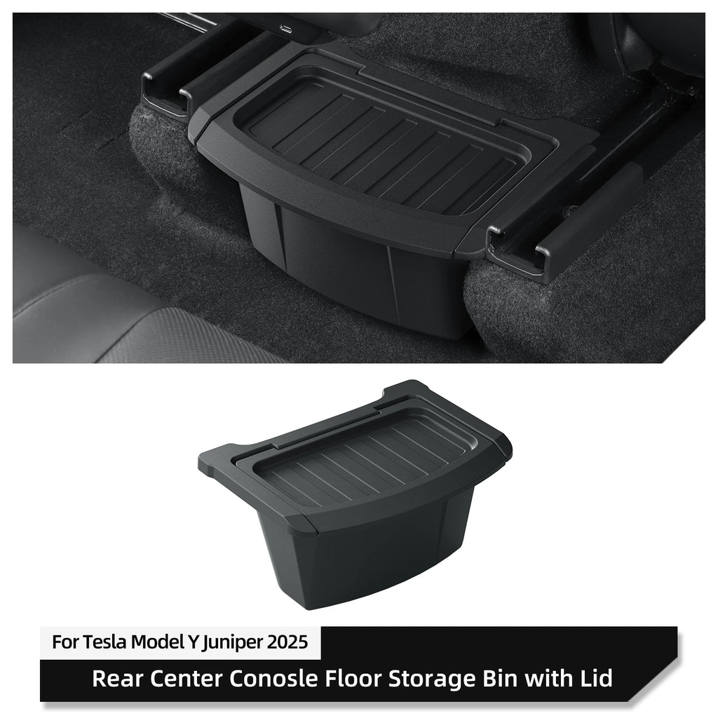 SMABEE for Tesla Model Y Launch 2025 Juniper Car Armrest Rear Storage Box Tray Accessories Tidying TPE Black