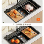 Kitchen Vegetable Basin Large Groove 304 Stainless Steel Countertop Top And Bottom, Household Thick Vegetable Groove