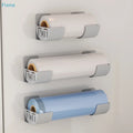 ✔No-Drill Kitchen Storage Rack Set- Multi-Functional Fresh Film & Garbage Bag Organizer For Cabinets And Refrigerator Sides