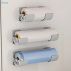 ✔No-Drill Kitchen Storage Rack Set- Multi-Functional Fresh Film & Garbage Bag Organizer For Cabinets And Refrigerator Sides