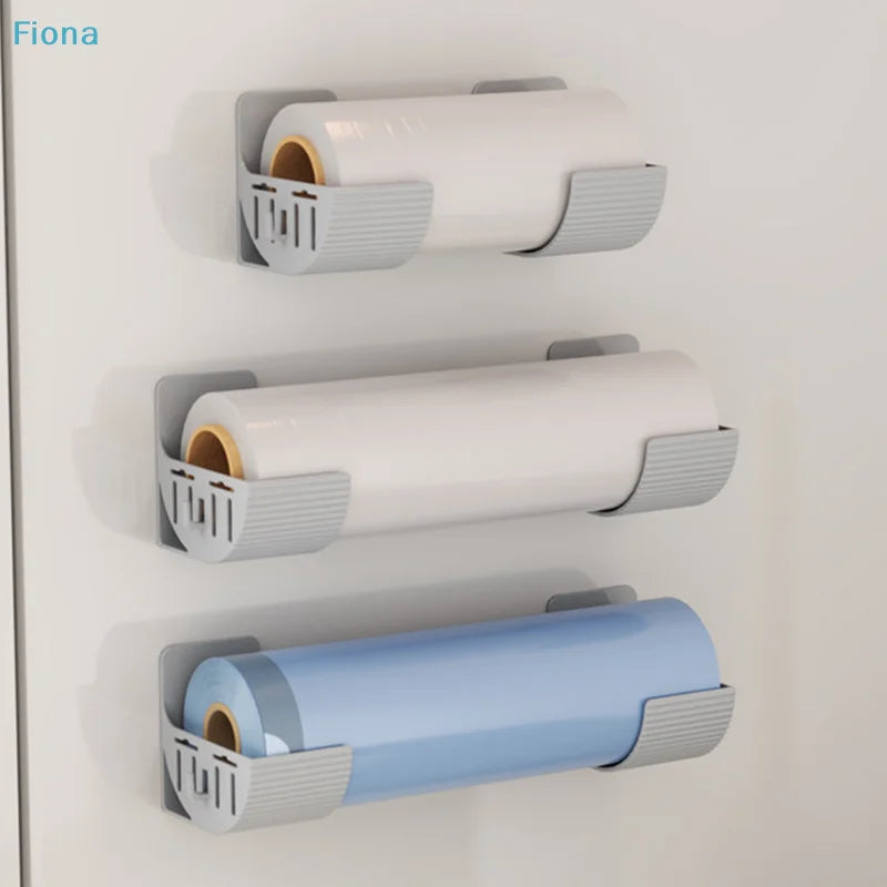 ✔No-Drill Kitchen Storage Rack Set- Multi-Functional Fresh Film & Garbage Bag Organizer For Cabinets And Refrigerator Sides