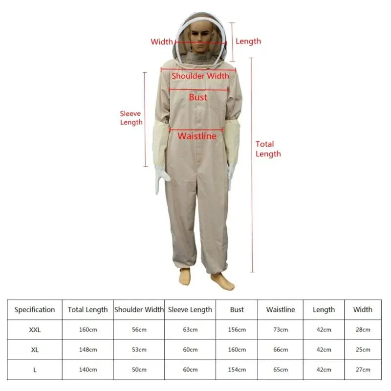 1Set Professional Ventilated Full Body Beekeeping Bee Keeping Suit With Gloves