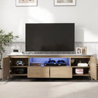 Modern TV Stand LED Lights Storage Space Entertainment Center Gaming Living Room Cabinet 70 inch 80 inch TV Lighted Coffee Table