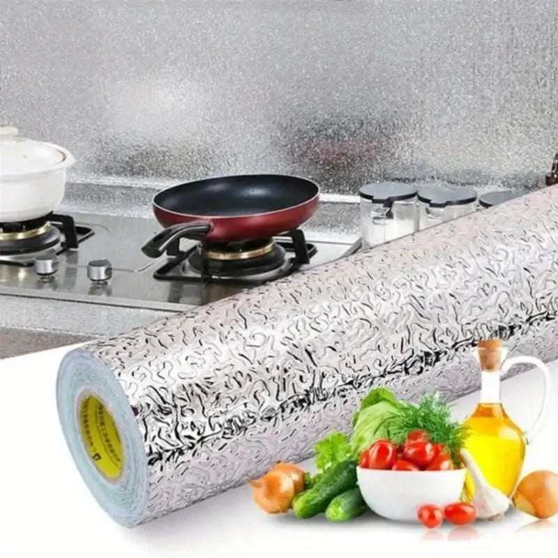 Kitchen Stickers Oil-proof Self Adhesive Anti Fouling High Temperature Waterproof Aluminum Foil Wallpaper Cabinet Contact Papers