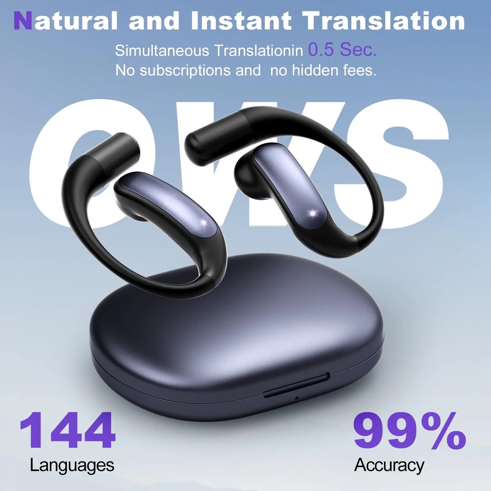 AI Translation Earbuds Wireless Bluetooth HD Sound Headphones Noise cancelling Translation earphone for Travel Business Learning
