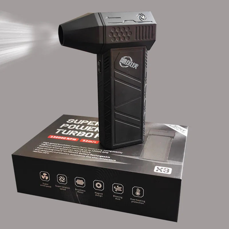 X3 High-speed Turbo 130,000 Rpm Brushless Violent Fan Handheld Rechargeable Outdoor Powerful Dusting Hair Dryer