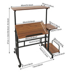 Height Adjustable 67-115CM Double Board Foldable Small Desk, Simple Office Multifunctional Computer Desk, Walnut Color
