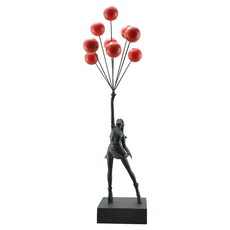 Art Balloon Girl Statues Banksy Flying Balloon Girl Sculpture Resin Craft Home Decoration Christmas Gift  living room decoration