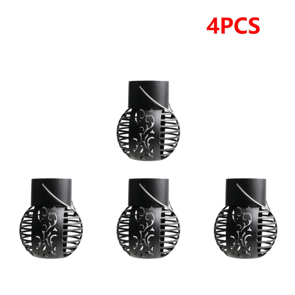 LED Outdoor Solar Light Garden Light Hanging Chandelier Lamp Hollow Garden Decoration Flame Lamp Solar Lantern Ornament