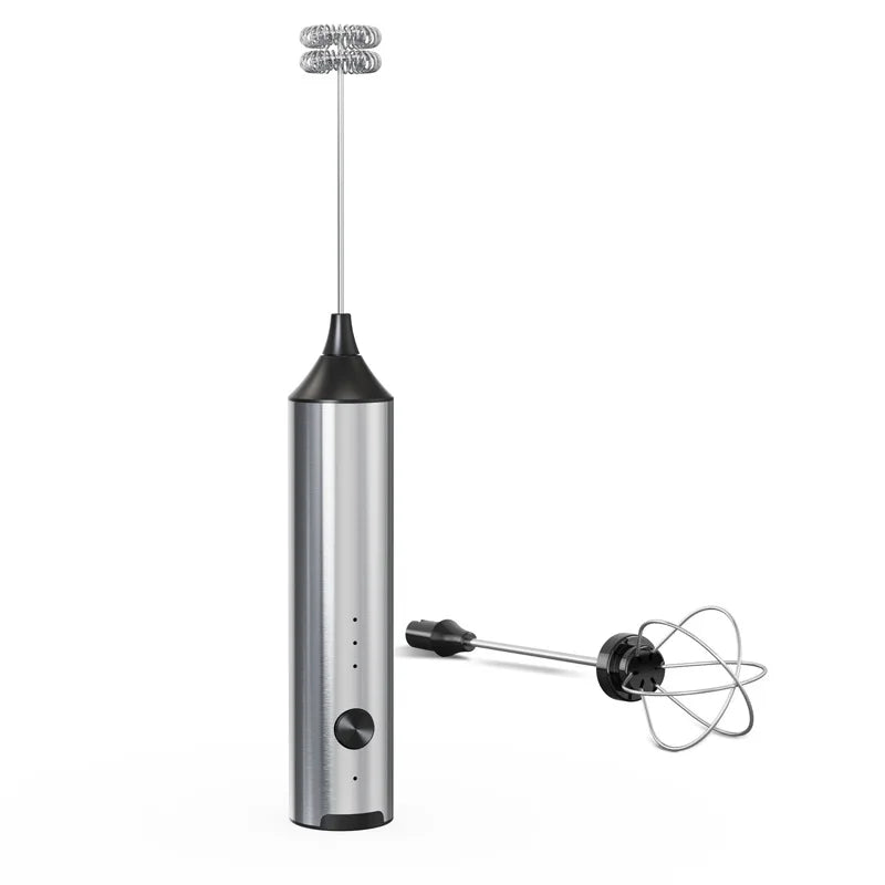 USB Rechargeable Milk Frother 2in1 Electric Egg Beater Whisk Coffee Mixer Double Heads Milk Frothers Baking Stirrer Food Blender