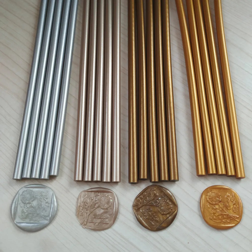 20Pcs/Lot Antique Hot melt Glue sticks Metal color Silicone bars for gun Golden/Silvery/Champagne/Bronze DIY Sealing wax