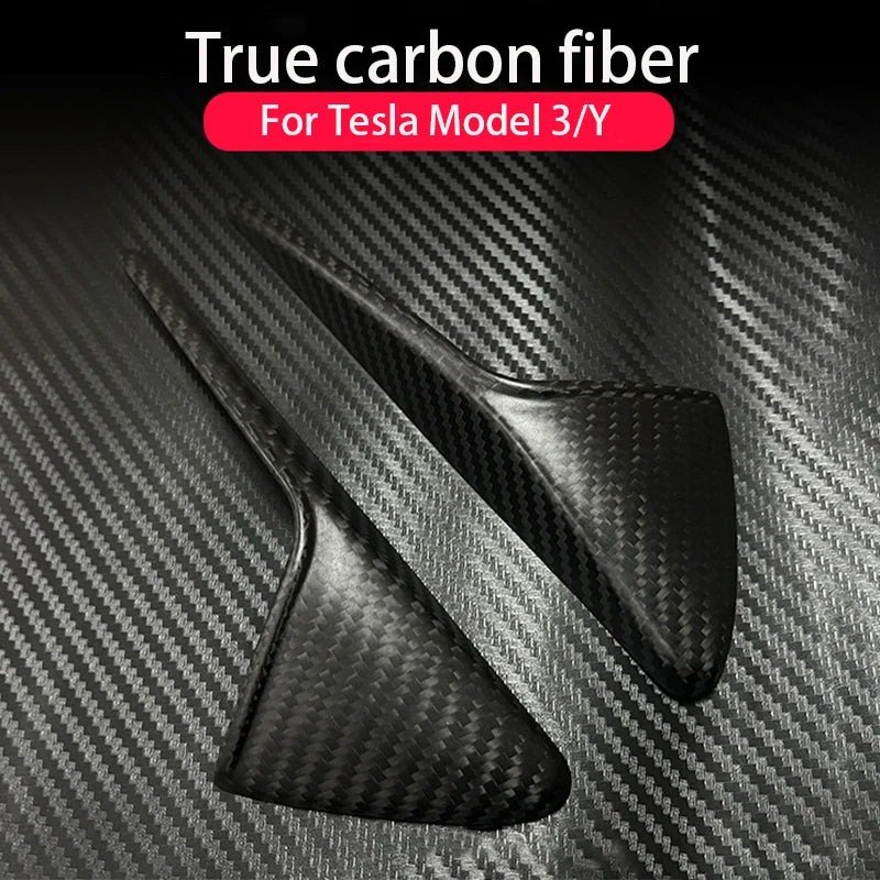 100% Real Carbon Fiber Side Camera Cover For Tesla Model Y Juniper 2025  Model 3 2017-2025 Leaf Board Sticker Accessories
