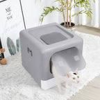 Foldable Cat Litter Box with Scoop & Sifting Tray - Enclosed Top/Front Entry | AlluCanFind