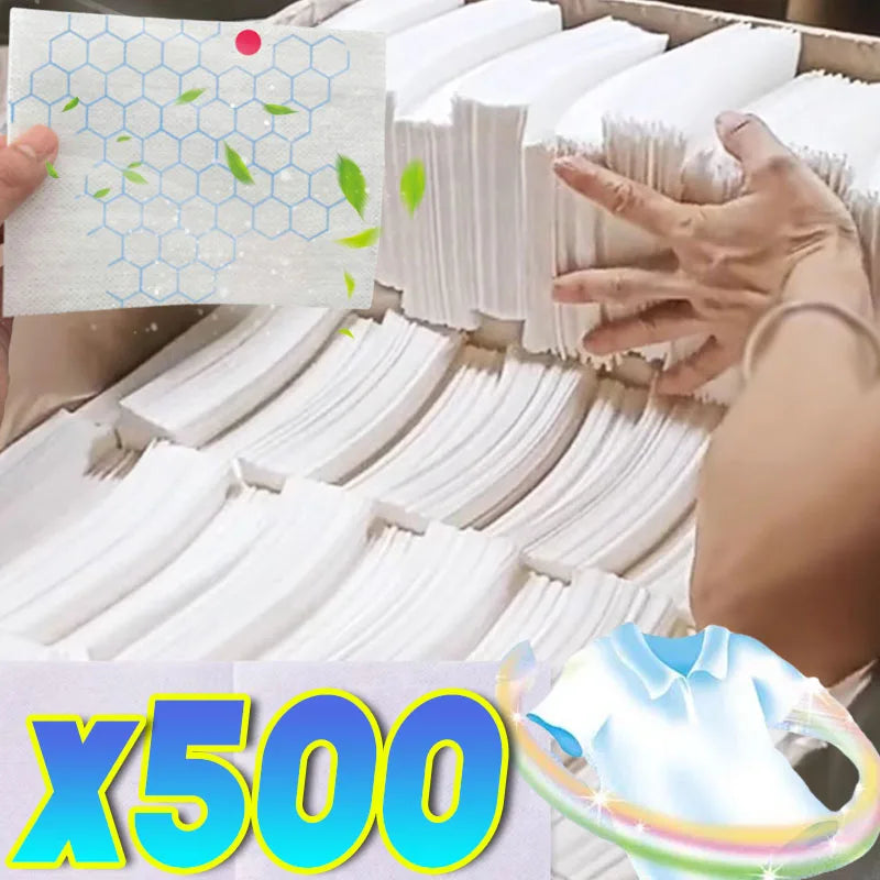 50/500pcs Laundry Tablets Laundry Paper Absorption Washing Accessories Anti-Staining Clothes Sheets Anti-String Mixing Color