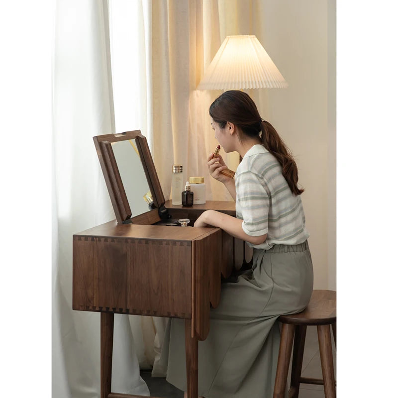 brown stool luxury dresser eithe bedroom girl Large Wooden Hotel Dressing Table Storage Makeup Schminktisch Bedroom Furniture