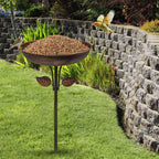 Removable 13 Inch Dia Bowl Metal Bird Bath with Metal Stake Easy To Clean Birdbath Bird Feeder Bowl for Garden Yard Lawn Decor