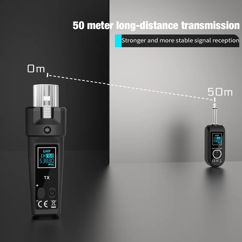 Microphone UHF Wireless Converter Dynamic Condenser Universal Recharge XLR Transmitter and Receiver for Mic Audio Mixer Guitar