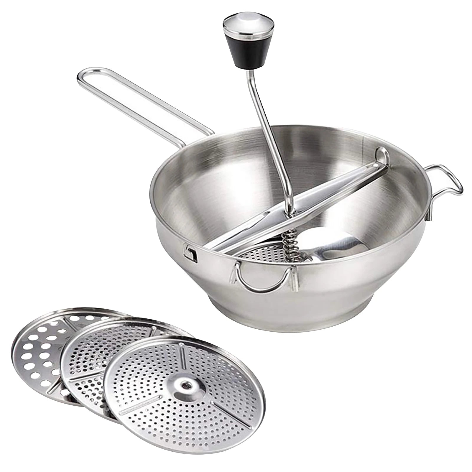 Stainless Rotary Food Mill Multifunctional Jams Mill with 3 Milling Discs Durable Manual Food Grinder Food Vegetable Mill Mud