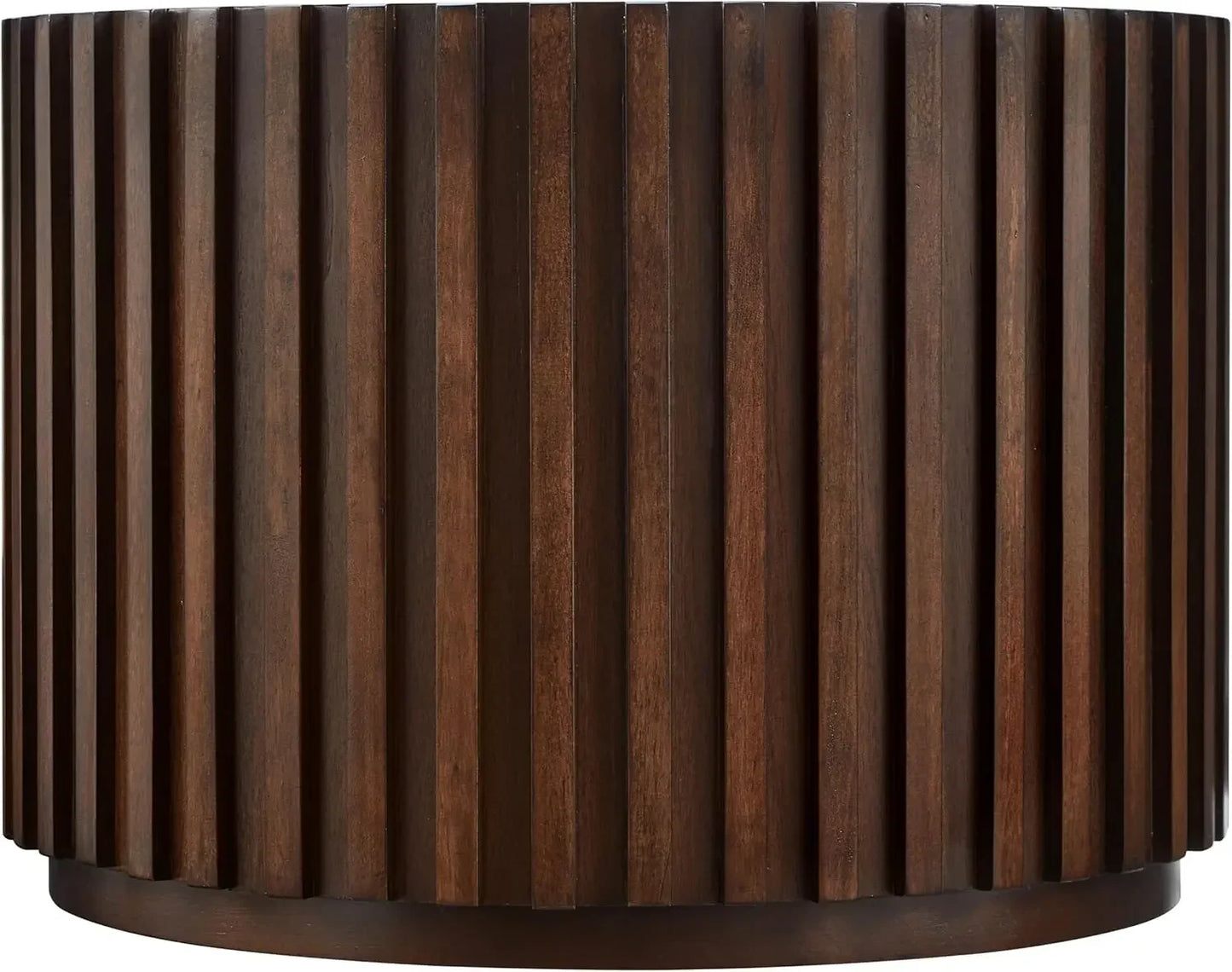 Round Wood Coffee Table Set of 2, Handcraft Drum Side Table for Living Room, Modern Circle Wooden End Table Set