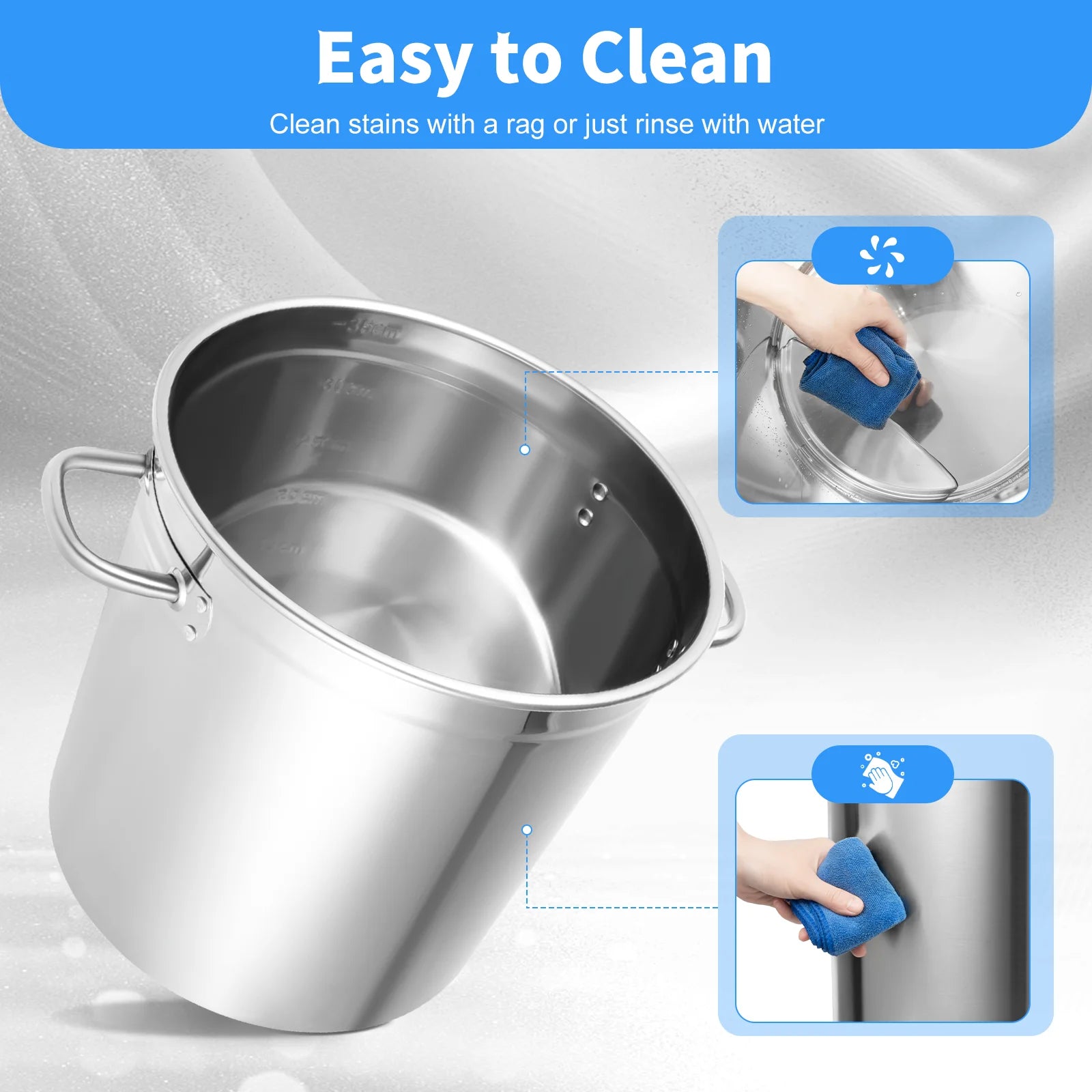Cooking Pot, 35 L Catering Stock Pot, Cooking Pot with Stainless Steel Lid and Handles, Large Cooking Pot for Cooking, Stewing