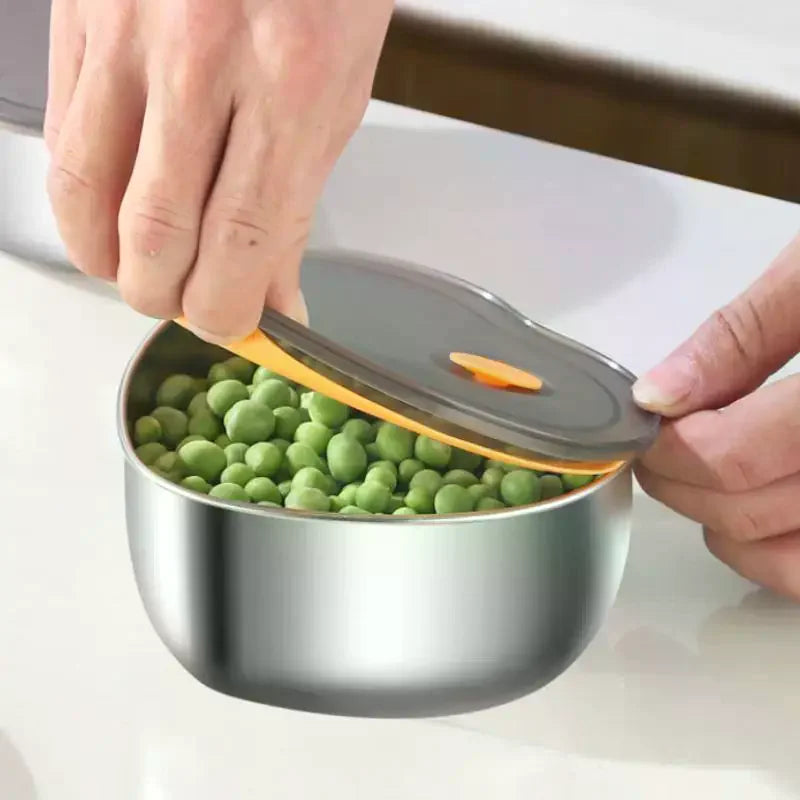 Love-shaped Kitchen Food Organizers With Lids 410 Stainless Steel Storage Box Large Capacity Leakproof Kitchens Accessories