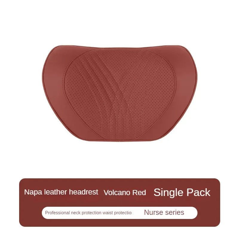 Car Seat High-end Leather Pillow Neck Driving Seat Headrest Back Cushion Luxury Universal Auto Lumbar Support Waist Head Qulit