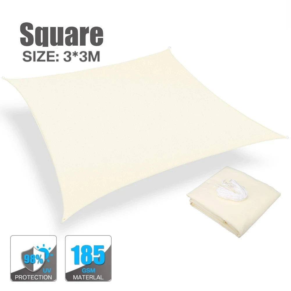 Beige Sun Shade Sail Rectangle Square Triangle Canopy Awning Cloth UV Block Heavy Duty Commercial Graden Outdoor Patio Tarp