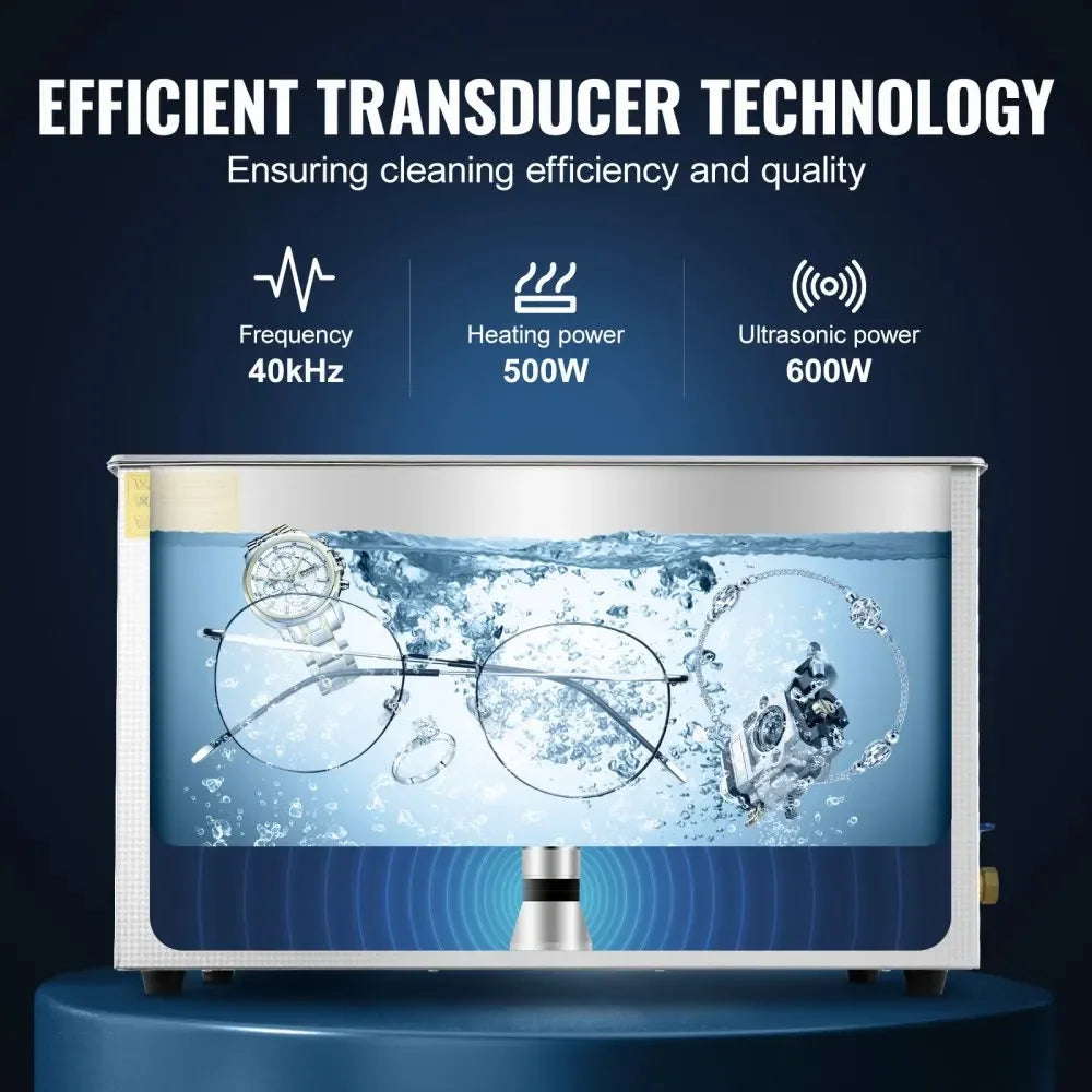 VEVOR Ultrasonic Cleaner with Digital Timer - 2L to 30L Stainless Steel Tank for Jewelry, Glasses, Watches & Industrial Parts