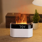 LED Clock Ultrasonic Air Humidifier with Colorful Flame Night Light an