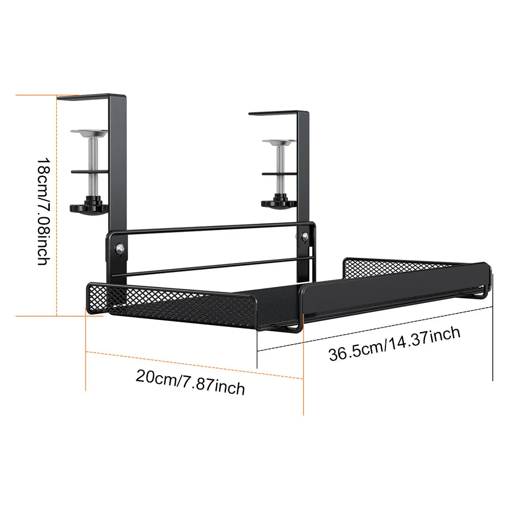 Under Table Cable Management Rack Heavy Duty Wire Management Tray Adjustable Thickness Under Desk Cord Organizer for Home Office
