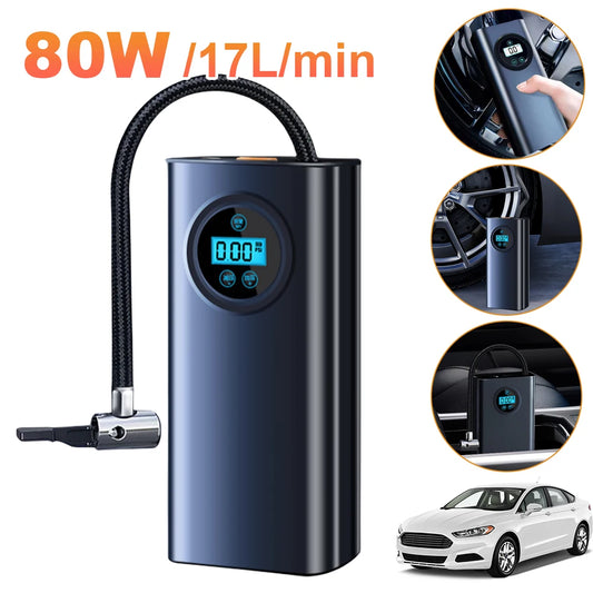 Rechargeable Car Tire Inflator with Digital LCD Display and Precise Pressure Gauge for Car Motorcycle Bike and Balls
