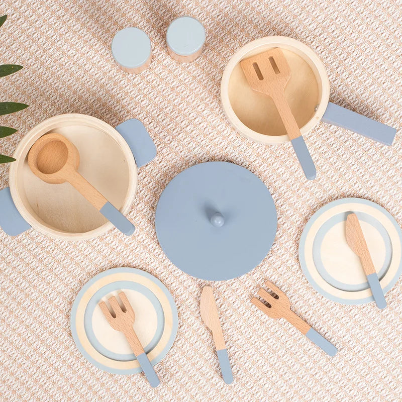 children's Wooden  simulation kitchen toys, early education educational toys, simulation pots and pans, food, role-play chef