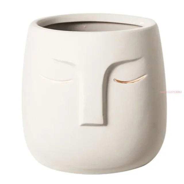 Black Succulent Zen Yellow Ceramic Planters Home Decor Nordic Human Face Buddha Vase Green Plant FlowerPot