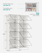 SONGMICSHOME 8-Cube Shoe Rack Organizer 32-Pair Plastic Storage Cabinet for Bedroom Entryway with Steel Frame