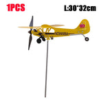 Airplane Weather Vane Piper J3 Cub Wind Spinner For Garden Durable Metal Windmill Aircraft Weather Vane Outdoor Garden Decor