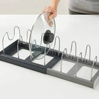 Expandable Stainless Kitchen Cabinet Organizers,with 6 Adjustable Shelves,Board Drying Cookware Shelf,Kitchen Organization Tools