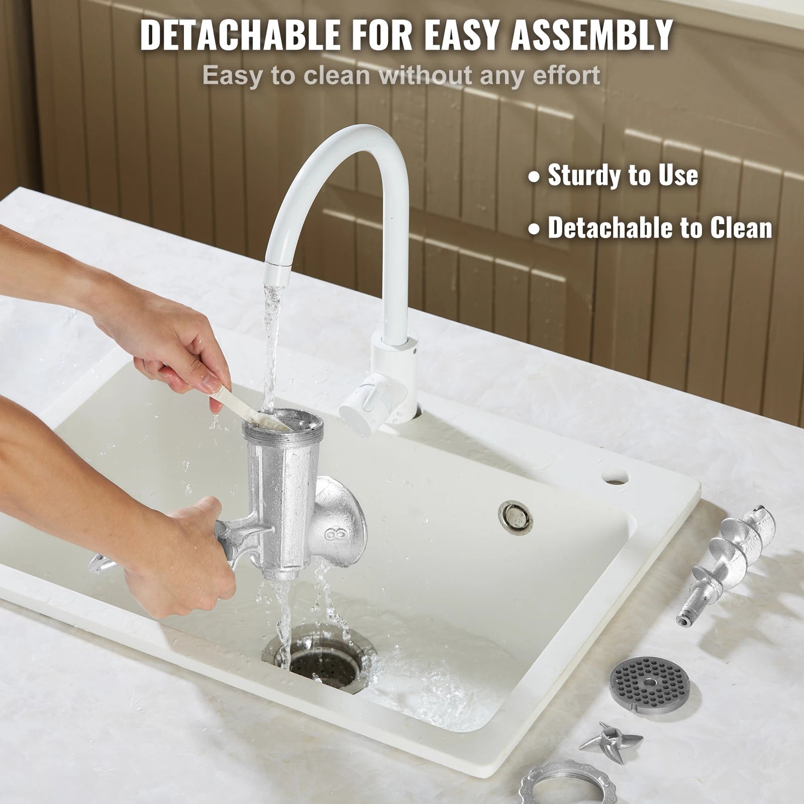 SucceBuy Manual Mini Meat Mincer Food Processor Grinder Portable Chopper Blender Sausage Stuffer Steel for Beef Fish Home