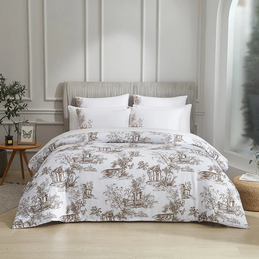 Queen Bed Coverlet Set, 3 Piece Queen Bed Coverlet, Botanical Pattern, Elegant Botanical Prints Perfect for All Seasons