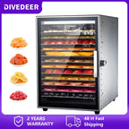 DIVEDEER 800W 12 Tier Food Dehydrator Commercial Stainless Steel Fruit Dryer Vegetable Fruit Meat Dryer